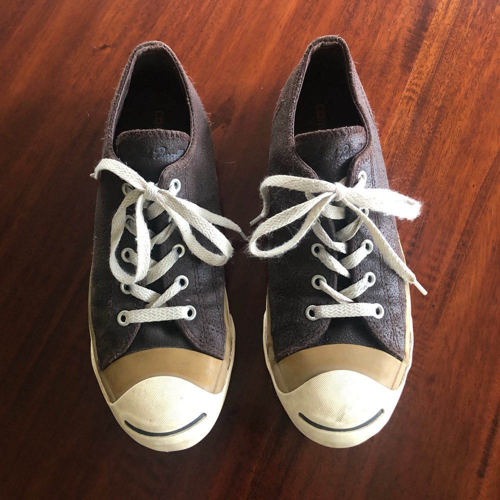 Converse Jack Purcell Brown Leather Sneaker, Junior sizing